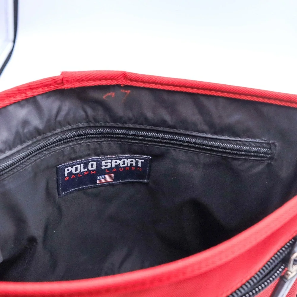 Vintage 90s Polo Sport Ralph Lauren Messenger Bag Unisex Red Crossbody Nylon USA